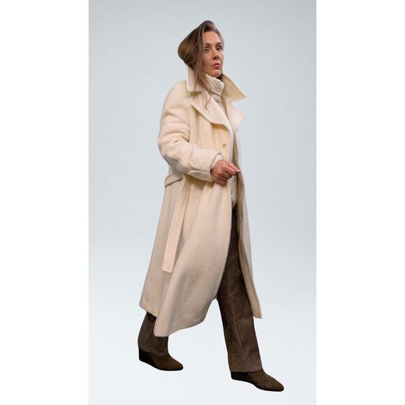 Vintage Windermere Cream 100% Wool Coat, Genuine Fox Collar - Picture 6 of 10